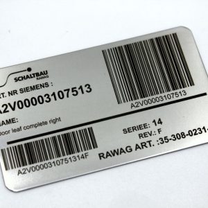 Metalowa tabliczka z kodem kreskowym/QR – 70mm x 40mm