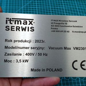 Metalowa tabliczka znamionowa CE – 150mm x 100mm